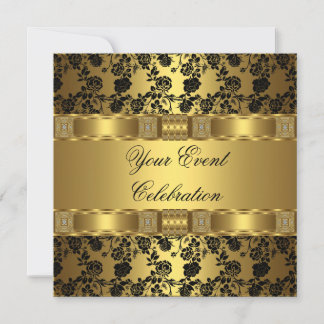 Elegant Party Gold Black Floral Invitation