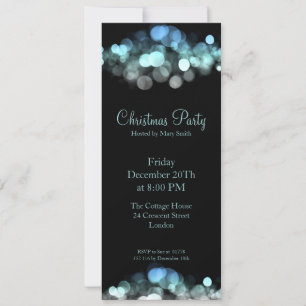 Elegant Party Invitation Blue Shimmering Lights