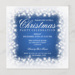 Elegant Party Magic Sparkle Blue Invitation