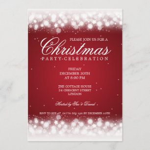 Elegant Party Magic Sparkle Red Invitation