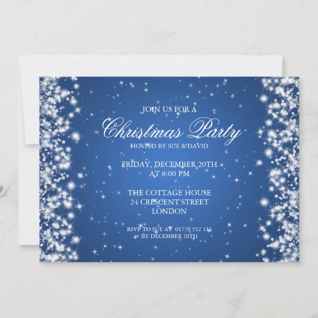 Elegant Party Sparkle Blue Invitation (Front)