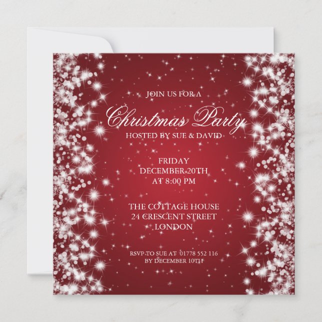 Elegant Party Sparkle Red Invitation (Front)