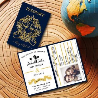 Elegant Passport Style Wedding Invitation