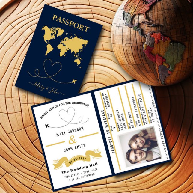 Elegant Passport Wedding Invitation Travel Design (Creator Uploaded)
