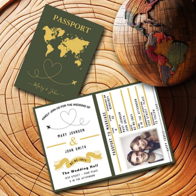 Elegant Passport Wedding Invitation Travel Design (Creator Uploaded)