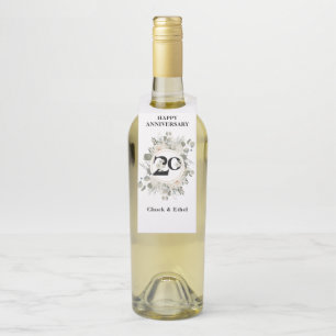 Elegant Pastel 20th ANNIVERSARY Bottle Hanger Tag