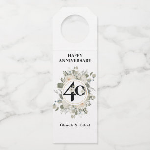 Elegant Pastel 40th ANNIVERSARY  Bottle Hanger Tag