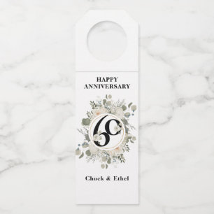 Elegant Pastel 60th ANNIVERSARY Bottle Tag