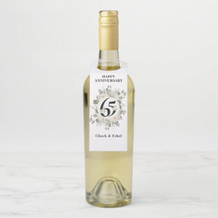 Elegant Pastel 65th ANNIVERSARY Bottle Tag