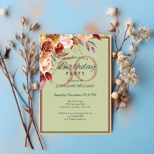 Elegant Pastel Autumn Flower 50th Birthday Party  Invitation