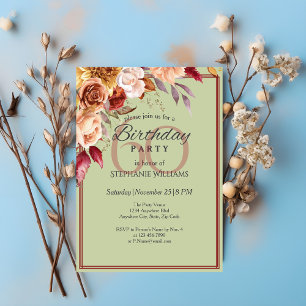 Elegant Pastel Autumn Flower 60th Birthday Party  Invitation