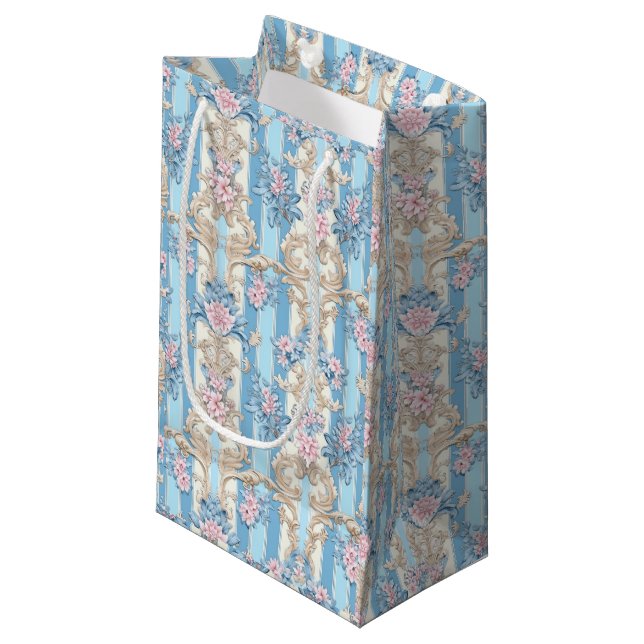 Elegant pastel baroque pattern small gift bag (Front Angled)