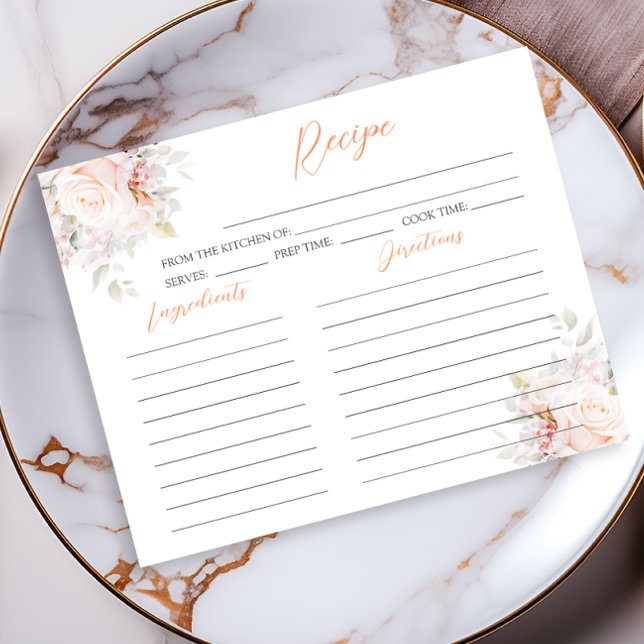 Elegant Pastel Blooms Bridal Shower Recipe Card (Creator Uploaded)