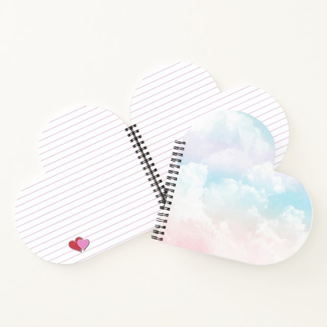 Elegant pastel blue and pink heavenly clouds notebook (Inside)
