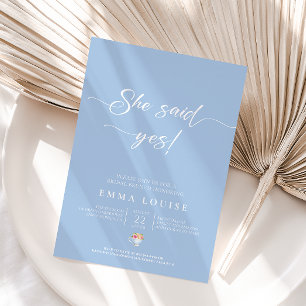 Elegant Pastel Blue Flower Tea Bridal Brunch  Invitation