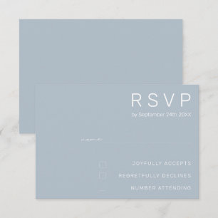 Elegant Pastel Blue Minimal Modern Wedding RSVP Invitation