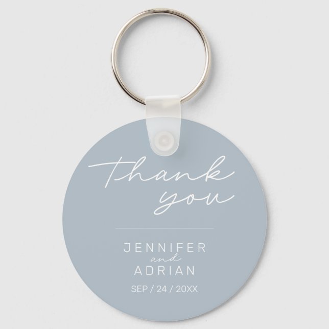 Elegant Pastel Blue Minimal Wedding keychain  (Front)