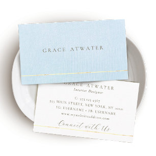 Elegant Pastel Blue Professional Gold Stripe Business Card