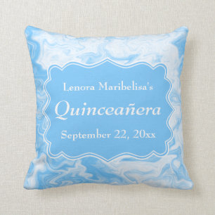 Elegant Pastel Blue Quinceanera Cushion