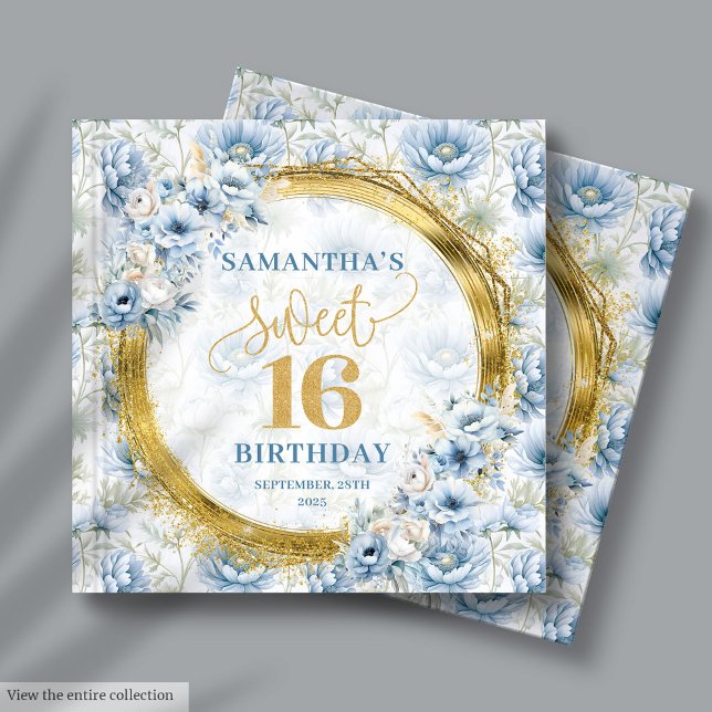 Elegant Pastel Blue Sweet Sixteen Guest Sign In  Book (Elegant Pastel Blue Sweet Sixteen Guest Sign In Guest Book)