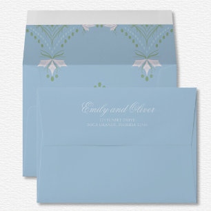 Elegant Pastel Blue Tone On Tone Diamond Wedding Envelope