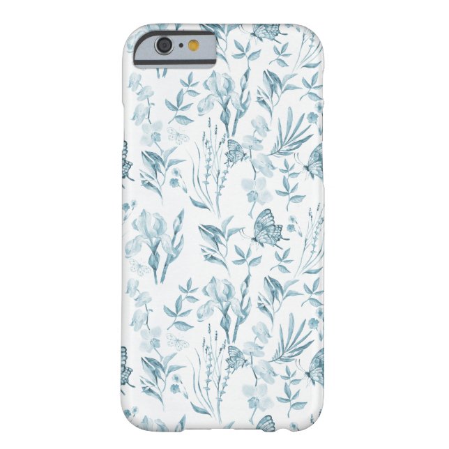 Elegant pastel blue vintage butterfly floral Case-Mate iPhone case (Back)