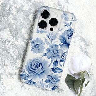 Elegant Pastel Blue Watercolor Roses Case-Mate iPhone 14 Pro Max Case