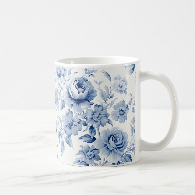 Elegant Pastel Blue Watercolor Roses Coffee Mug (Right)