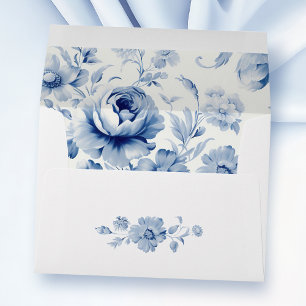 Elegant Pastel Blue Watercolor Roses Envelope