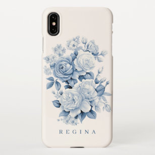 Elegant Pastel Blue Watercolor Roses Personalised iPhone Case