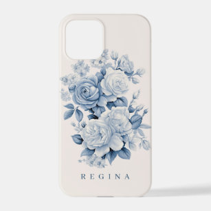 Elegant Pastel Blue Watercolor Roses Personalised iPhone 12 Pro Case