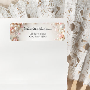 Elegant Pastel Blush Pearls Bridal Shower Return Address Label