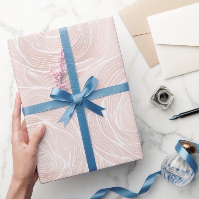 Elegant Pastel Blush Rose Wave Abstract Pattern Wrapping Paper (Gifting)