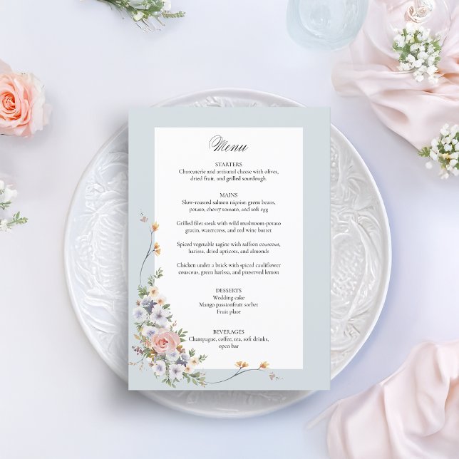 Elegant Pastel Boho Floral Calligraphy Menu (Creator Uploaded)