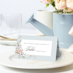 Elegant Pastel Boho Floral Calligraphy Place Card