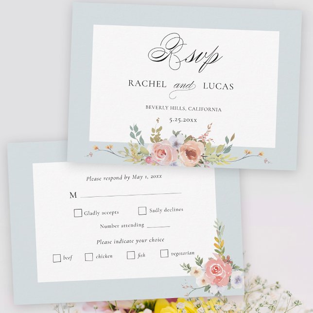 Elegant Pastel Boho Floral Calligraphy RSVP Card (Creator Uploaded)