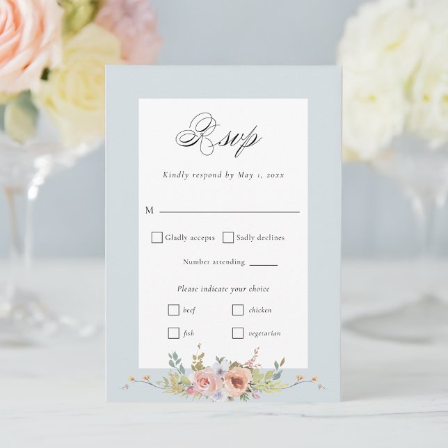 Elegant Pastel Boho Floral Calligraphy RSVP Card (Creator Uploaded)