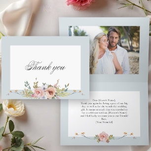 Elegant Pastel Boho Floral Calligraphy Thank You Card