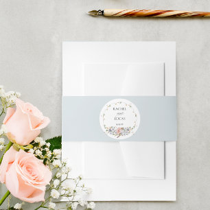 Elegant Pastel Boho Floral Wreath Invitation Belly Band