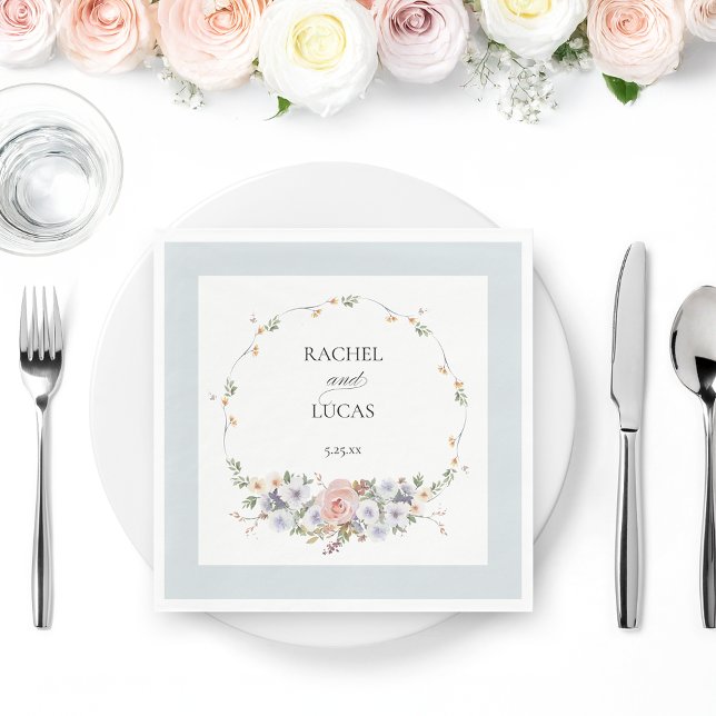 Elegant Pastel Boho Watercolor Floral Napkin (Creator Uploaded)