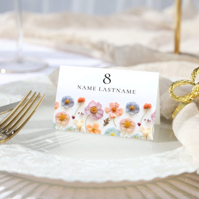 Elegant Pastel Boho Wildflower Wedding Place Card (Creator Uploaded)