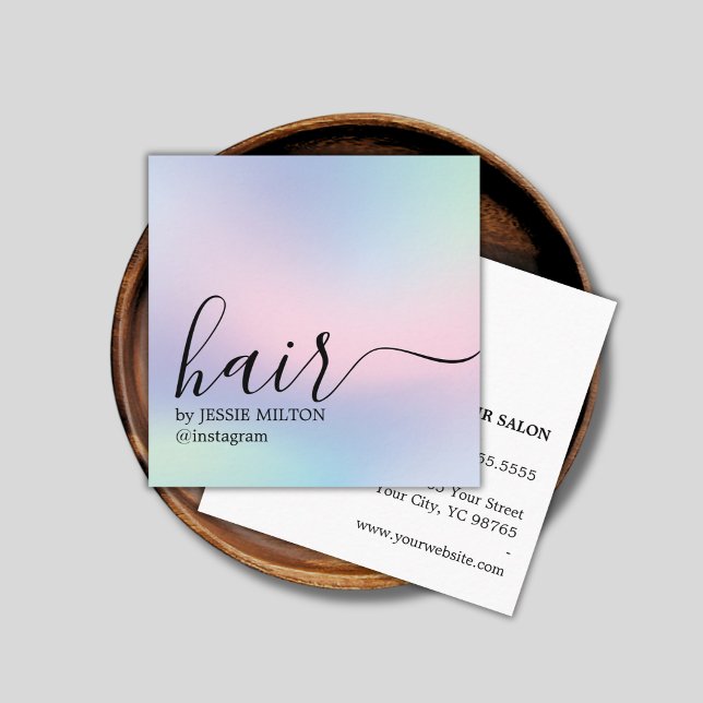 Elegant Pastel Bold Hairdresser  Square Business Card (Creator Uploaded)