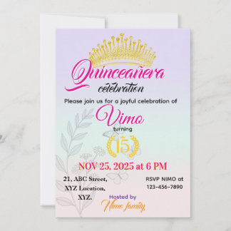 Elegant Pastel Botanical Quinceañera Invitation