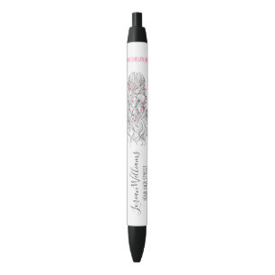 Elegant Pastel Bride Wavy Hair Styling Floral Black Ink Pen