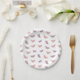 Elegant Pastel Butterflies Pattern    Baby Shower Paper Plate