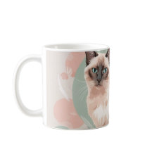 Elegant Pastel Cat Illustration with Flowers Pin