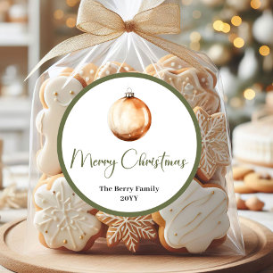 Elegant Pastel Christmas Custom Family Name Sticke Classic Round Sticker
