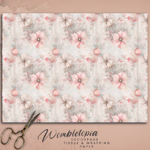 Elegant Pastel Christmas Floral & Ornament Pattern Tissue Paper