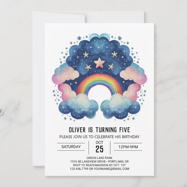 Elegant Pastel Clouds Birthday Invitation (Front)