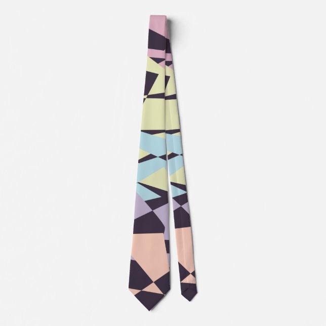 elegant pastel color block geometric triangles tie (Front)